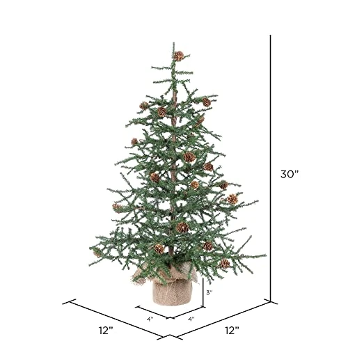 Vickerman 30" Caramel Pine Artificial Christmas Tree Unlit, Seasonal Indoor Home Decor With Decorative Burlap Base 7 Vickerman 30" Caramel Pine Artificial Christmas Tree Unlit, Seasonal Indoor Home Decor With Decorative Burlap Base - Image 5
