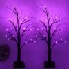 2-Pack 2FT Lighted Black Halloween Tree For Tabletop, Upgraded Spooky Tree With 24 LED Purple Lights, Battery Operated Or USB Halloween Tree With Lights For Halloween Decorations Indoor Home