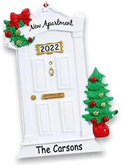 Personalized New Home Our First Home Christmas Holiday Door Wreath With Holly Bush Detail And Lanterns Christmas Ornament With Custom Names Address And Date (Optional) -National Tree Company Sale Shop 41enBC6smhL. AC