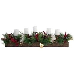 Fraser Hill Farm 42" Christmas Holiday 5 Candle Holder Centerpiece With Pine, Red Berries And Gold Leaf Accents, FF042CHTT003-0GR -National Tree Company Sale Shop 41fqc8osaOL