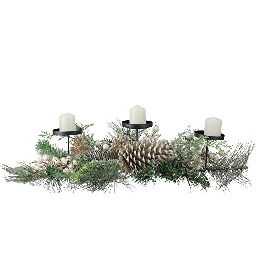 Northlight 24" Long Needle Pine And Berries Christmas Candle Holder 3 Northlight 24" Long Needle Pine And Berries Christmas Candle Holder