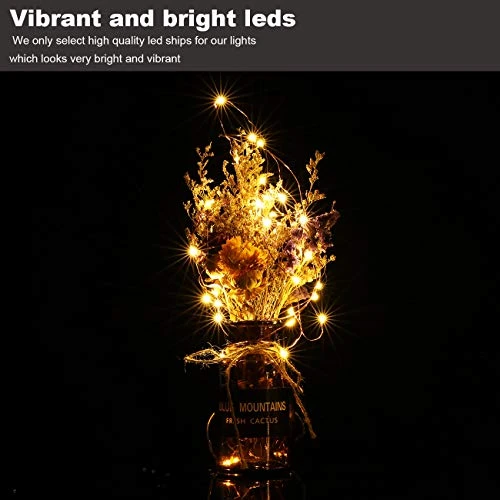 20 Pack LED Fairy Lights Battery Operated,7.2ft 20 LED Silver Wire Warm White Mason Jar Lights,Firefly Mini Led String Lights For Mason Jars Party Crafts Wedding Decorations 4 20 Pack LED Fairy Lights Battery Operated,7.2ft 20 LED Silver Wire Warm White Mason Jar Lights,Firefly Mini Led String Lights For Mason Jars Party Crafts Wedding Decorations - Image 2