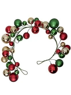 Vita Domi 4' Shiny And Matte Red, Green And Gold Ball Garland With 4 Inch, 3 Inch, And 2 Inch Balls (VTD-RZ-G3832768)