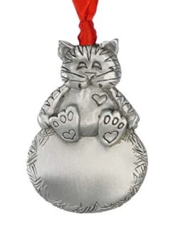 Liberty Pewter Cat Christmas Ornament 3" 2" Made In USA