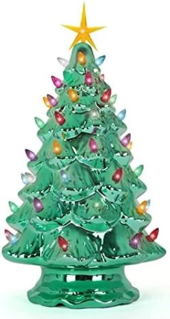 Ceramic Christmas Tree - Tabletop Christmas Tree With Lights - (11.5" Medium Silver Christmas Tree / Multicolored Lights) - Lighted Vintage Ceramic Tree -National Tree Company Sale Shop 41iTcB9HYDL. AC