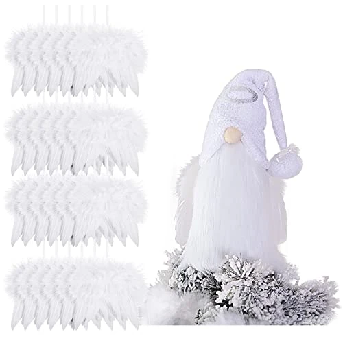 White And Silver Angel Treetop 23 Inch Tree Topper Gnome Angel And 24 Pcs 4.72 X 4.6 Inch Angel Feather Ornament Christmas Tree Ornament Mantel Table Decorations For Xmas Winter Holiday Memorial Decor 3 White And Silver Angel Treetop 23 Inch Tree Topper Gnome Angel And 24 Pcs 4.72 X 4.6 Inch Angel Feather Ornament Christmas Tree Ornament Mantel Table Decorations For Xmas Winter Holiday Memorial Decor