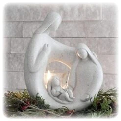 Nativity Sets For Christmas Indoor Statue With LED Tealight Candle Holder Contemporary Style Decoration Holy Family Figurine Gift, Present, Decorate For Holidays