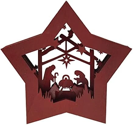 Clever Creations Wooden Star Shaped Nativity Scene Christmas Ornament, Festive LED Holiday Décor For Shelves And Tables, Joy 11 Clever Creations Wooden Star Shaped Nativity Scene Christmas Ornament, Festive LED Holiday Décor For Shelves And Tables, Joy - Image 9