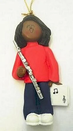 Flute Player Personalized Music Ornament - Flute Christmas Ornament - 2023 - Customize By Ornamentstokeep (Female Ethnic)