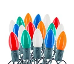 25 Pack C9 Multicolor Christmas Replacement Light Bulbs - Steady Burning - Ceramic Multicolor - 7 Watt, Extended Life, Nickel Plated E17 Base - Great For Christmas Lights, Decorative Lights 9 25 Pack C9 Multicolor Christmas Replacement Light Bulbs - Steady Burning - Ceramic Multicolor - 7 Watt, Extended Life, Nickel Plated E17 Base - Great For Christmas Lights, Decorative Lights -National Tree Company Sale Shop 41meikFWKxL