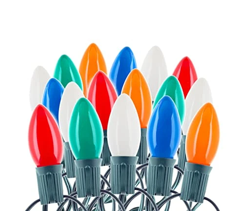 25 Pack C9 Multicolor Christmas Replacement Light Bulbs - Steady Burning - Ceramic Multicolor - 7 Watt, Extended Life, Nickel Plated E17 Base - Great For Christmas Lights, Decorative Lights 6 25 Pack C9 Multicolor Christmas Replacement Light Bulbs - Steady Burning - Ceramic Multicolor - 7 Watt, Extended Life, Nickel Plated E17 Base - Great For Christmas Lights, Decorative Lights - Image 4
