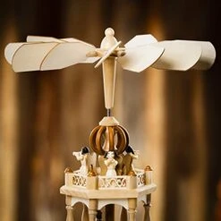 German Christmas Decoration Pyramid - 18 Inches - Wood Nativity Scene Set-Under The Christmas Tree - Table Top Holiday Decor - 3 Tiers Carousel- 6 Candle Holders - German Design. -National Tree Company Sale Shop 41nvgvbdfvL