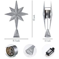 YEAHOME Christmas Star Tree Topper, Lighted Star Tree Topper Silver Christmas Tree Star With Projector Lights Xmas Tree Topper For Christmas Tree Decorations -National Tree Company Sale Shop 41oQ7icdGhL