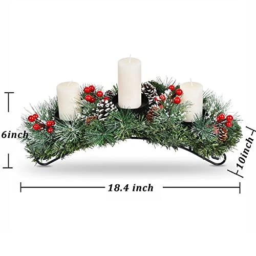 DearHouse 18inch Christmas Candle Holder Centerpiece,Pine Cones And Red Berry Table Centerpiece With 3 Candle Holders Table Accent Centerpiece For Festival Home Decoration 5 DearHouse 18inch Christmas Candle Holder Centerpiece,Pine Cones And Red Berry Table Centerpiece With 3 Candle Holders Table Accent Centerpiece For Festival Home Decoration - Image 3