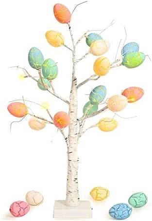 Easter Decorations Kemooie 24 Inch Pre-lit White Birch Tree With 24pcs Easter Egg Ornaments, 24 Led Lights Battery Operated Table Centerpiece For Party Birthday Home Spring Decoration Indoor Use 8 Easter Decorations Kemooie 24 Inch Pre-lit White Birch Tree With 24pcs Easter Egg Ornaments, 24 Led Lights Battery Operated Table Centerpiece For Party Birthday Home Spring Decoration Indoor Use - Image 6