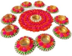 GENERIC India Gift HUB Handmade Tea Ligth Rangoli Set | Multi Design Festive Diyas| Tea Light Holders Housewarming Favors Outliner Decoration | Floral Mats Tea Party Floor Diwali Christmas Decor -National Tree Company Sale Shop 41pMTT9oArL. AC