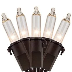 YULETIME Clear Christmas Lights With Brown Wire, 66 Feet 200 Count UL Certified String Lights, Pack Of 2 Sets 33 Ft 100 Count Incandescent Mini Light Set (Clear - Brown Wire)
