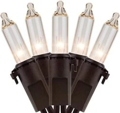 YULETIME Clear Christmas Lights With Brown Wire, 66 Feet 200 Count UL Certified String Lights, Pack Of 2 Sets 33 Ft 100 Count Incandescent Mini Light Set (Clear - Brown Wire) -National Tree Company Sale Shop 41pnm3yBJoS. AC