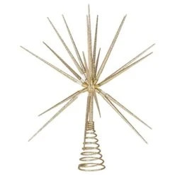 Roman 133174 Gold Burst Tree Topper Spikes On Spring, 15 Inch