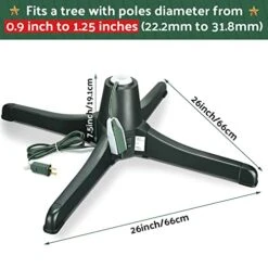Hortsun Christmas Tree Stand 360 Degree Rotating Adjustable Tree Stand Replacement Electric Revolving Xmas Tree Base For Up To 7.5ft Artificial Holiday Trees, Green