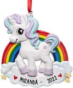 UniqXmas Personalized Unicorn Christmas Ornament 2023 - Free Handwritten Customization | Unicorn Toy With Rainbow & Glitter Stars For Xmas Tree | Unique Keepsake For Kids - Custom Name & Year -National Tree Company Sale Shop 41qScU B0xL. AC