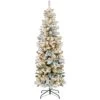 Best Choice Products Pencil Christmas Tree 7.5Ft Pre-Lit Artificial Snow Flocked Slim Skinny Christmas Tree Holiday Decoration W/ 350 Clear Lights