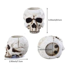 VICDUEKG 2 Pcs Skull Candle Holder Skeleton Candlestick Holders Spooky Tealight Cup Gothic Decor Resin Candlestick Crafts For Halloween Christmas Home Party Graveyard Outdoor Bar Decoration, White -National Tree Company Sale Shop 41rUpzfKP6L