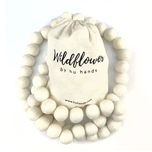 Garland Natural White Felt Balls 1 Inch (2.5cm) | (50) Wool Pom Poms | Hand Felted Pompoms For Crafts, Felting, Garland, Decor, Party | Muslin Bag 3 Garland Natural White Felt Balls 1 Inch (2.5cm) | (50) Wool Pom Poms | Hand Felted Pompoms For Crafts, Felting, Garland, Decor, Party | Muslin Bag