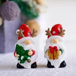 GENERIC 2PCs Christmas Gnome Decorations Santa Hat Gnome Statue Christmas Decorations Handmade Skene Gnome Statue Christmas Decorations Gift Christmas Party Family Gnome Large Shatterproof (Red-2, One Size) -National Tree Company Sale Shop 41ss933JUIL 2