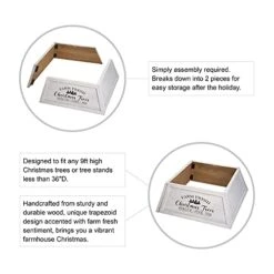 Glitzhome 26" L Washed White Wooden Tree Collar, Rustic Trapezoid Tree Stand Cover Farm Fresh Christmas Tree Skirt Box -National Tree Company Sale Shop 41t1zOOvUAL