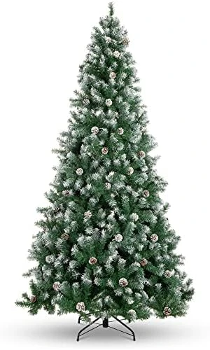 Best Choice Products 7.5ft Pre-Decorated Holiday Christmas Tree For Home, Office, Party Decoration W/ 1,346 PVC Branch Tips, Partially Flocked Design, Pine Cones, Metal Hinges & Base - Green/White 8 Best Choice Products 7.5ft Pre-Decorated Holiday Christmas Tree For Home, Office, Party Decoration W/ 1,346 PVC Branch Tips, Partially Flocked Design, Pine Cones, Metal Hinges & Base - Green/White - Image 6