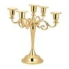 5 Arm Candle Holder, Metal Candelabra Candlestick Stand Home Decoration Centerpiece For Wedding Dinning Table Party Banquet Christmas - Gold