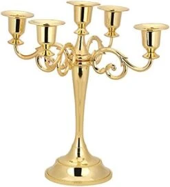 5 Arm Candle Holder, Metal Candelabra Candlestick Stand Home Decoration Centerpiece For Wedding Dinning Table Party Banquet Christmas - Gold -National Tree Company Sale Shop 41vOdOJBQaL. AC