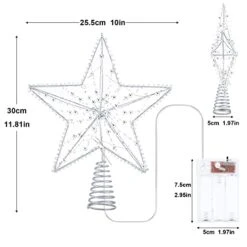 Christmas Tree Topper Stars Decorations With 10 Warm LED Lights Delicate Beads For Festive Parties Regular Size Christmas Tree Ornaments , Indoor Home Decor (Silver) -National Tree Company Sale Shop 41vW0E47CsL