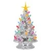 Ceramic Christmas Tree - Tabletop Christmas Tree With Lights - (11.5" Medium Silver Christmas Tree / Multicolored Lights) - Lighted Vintage Ceramic Tree