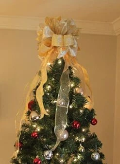 Onedor Holiday Home Décor Christmas Tree Topper Bow With Ribbons (Gold) -National Tree Company Sale Shop 41wdSivLE0L