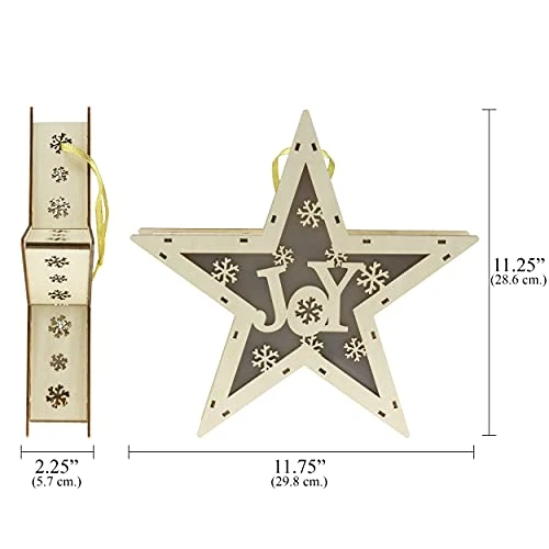 Clever Creations Wooden Star Shaped Nativity Scene Christmas Ornament, Festive LED Holiday Décor For Shelves And Tables, Joy 4 Clever Creations Wooden Star Shaped Nativity Scene Christmas Ornament, Festive LED Holiday Décor For Shelves And Tables, Joy - Image 2