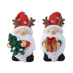 GENERIC Glass Christmas Decorations Santa Hat Gnome Statue Christmas Decorations Handmade Skene Gnome Statue Christmas Decorations Gift Christmas Party Family Gnome Decorations Chr Ups (Red, One Size)