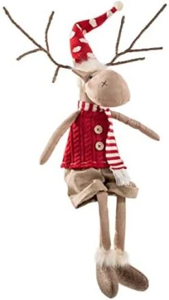 WeRChristmas Sitting Christmas Moose Figurine With Soft Legs, Multi-Colour, 56cm -National Tree Company Sale Shop 41xL FNi OL. AC