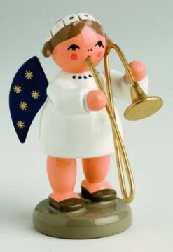 KWO Angel Figurine With Trombone, Wood Multi-Colour, 30 X 30 X 5 Cm
