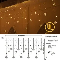 Christmas Lights Outdoor, 33Ft 400 Led 8 Modes Icicle Lights Outdoor, Connectable Curtain Fairy String Lights With Timer Memory Plug In Waterproof For Holiday Wedding Christmas Decorations（Warm White） -National Tree Company Sale Shop 41yYXZa3enL