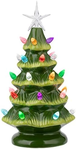 Sunnyglade 11" Ceramic Christmas Tree Tabletop Christmas Tree Lights With 28 Multicolored Lights And 1 Star Toppers For Table Top Desk Classic Series Christmas Decoration (Silver) 9 Sunnyglade 11" Ceramic Christmas Tree Tabletop Christmas Tree Lights With 28 Multicolored Lights And 1 Star Toppers For Table Top Desk Classic Series Christmas Decoration (Silver) - Image 7