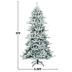 Goplus 7ft Snow Flocked Artificial Christmas Tree, Premium Hinged Fir Tree With Pine Cones, Perfect Xmas Decoration For Indoor And Outdoor -National Tree Company Sale Shop 41zEOHpI2ML