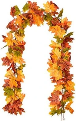 Artiflr 2 Pack Fall Garland Maple Leaf Clearance, 5.9Ft/Piece Hanging Vine Garland Artificial Autumn Foliage Garland Thanksgiving Decor For Home Wedding Fireplace Party Christmas -National Tree Company Sale Shop 51 l4ydnNUL. AC