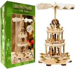 German Christmas Decoration Pyramid - 18 Inches - Wood Nativity Scene Set-Under The Christmas Tree - Table Top Holiday Decor - 3 Tiers Carousel- 6 Candle Holders - German Design. -National Tree Company Sale Shop 51 xHkaKZZL. AC