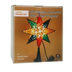 Twinkle Star Lighted Christmas Tree Topper, Colorful 8-Point Star Xmas Star Treetop With 10 Incandescent Fairy Mini Lights, Holiday Christmas Tree Decorations -National Tree Company Sale Shop 5108sP7kggL