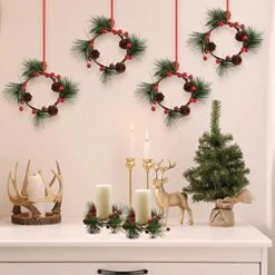 20 Pieces Mini Christmas Wreath Christmas Candle Holder For Pillar Candles, 10 Pieces Votive Candle Berry Ring With Pinecones And 10 Pieces Metal Candle Holders For Wedding Christmas Party Decoration -National Tree Company Sale Shop 510AEvk1IaL