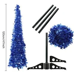 Artificial Christmas Tree Metal Stand, Glittery Tinsel Christmas Tree, 47inch Collapsible Xmas Trees With Plump Sequin For Holiday Decor - Easy To Assemble (Blue) -National Tree Company Sale Shop 510eWNkYY4L