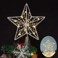 Illuminated Christmas Tree Topper Star Ornaments Battery Operated With Exquisite Gold Beads Warm Lights Treetop For Xmas Decorations Holiday Seasonal Decor -National Tree Company Sale Shop 510rRrY3YSL. AC
