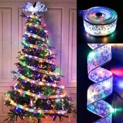 TURNMEON [ Extra Long ] 50 Ft 150 LED Ribbon Christmas Tree Lights Decoration, Adapter Powered Double Layer Copper Wire Fairy String Lights Christmas Tree Decorations Home Indoor New Year -National Tree Company Sale Shop 510srITiDHL. AC
